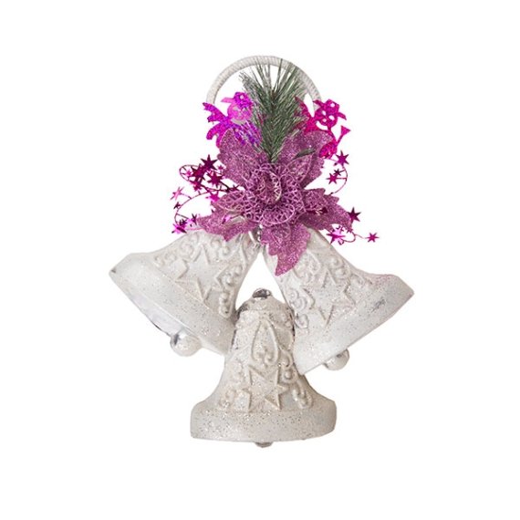 Новогоднее украшение Колокольчик с цветком 33 см