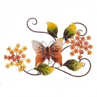 Настенное металлическое украшение Цветы с бабочкой 72х49 см