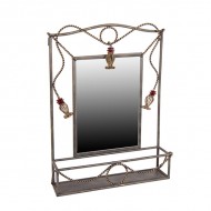 Зеркало настенное металлическое с полочкой 76х54 см