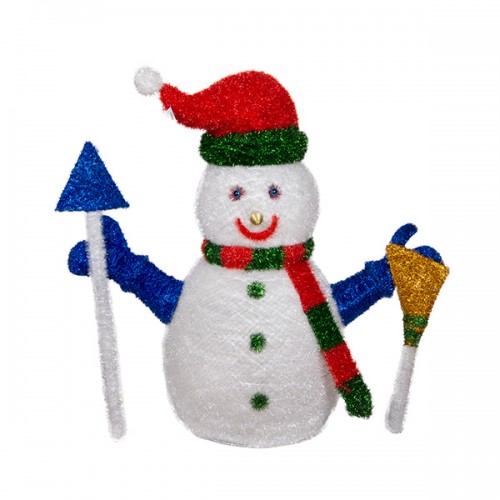 Новогоднее украшение Снеговик с гирляндой 110 см