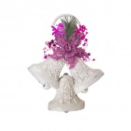 Новогоднее украшение Колокольчик с цветком 33 см