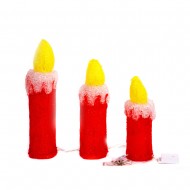 Новогоднее украшение Набор из трех свечей с гирляндой 40см 33см 25см