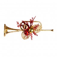 Новогоднее украшение труба золотая  18 см
