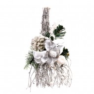 Новогоднее украшение Веточки белые с цветком 35 см