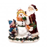 Статуэтка Санта Клаус малыш и снеговик 20х17х11см