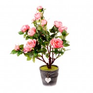 Куст искусственной розовой розы в горшке  70 см