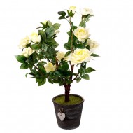 Куст искусственной белой розы в горшке   70 см
