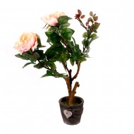 Куст искусственной розовой розы в горшке 50 см.