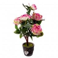 Куст искусственной розовой розы в горшке 50 см