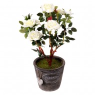 Куст искусственной белой розы в горшке 40 см