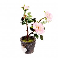 Куст искусственной розовой розы в горшке 25 см