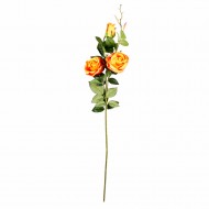 Искусственная ветка розы оранжевая 77 см