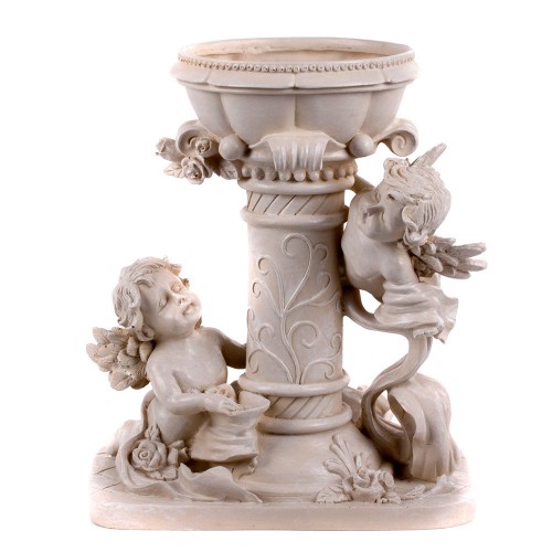 Статуэтка Колонна садовая с чашей и ангелочками 26х31см