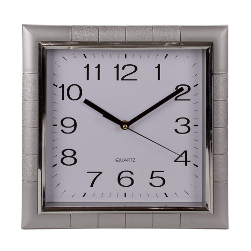 Часы настенные квадратные с серебряной каймой 30 см
