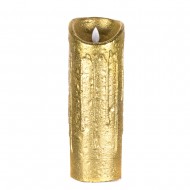 Светодиодная свеча на батарейках с блестками золотого цвета 23х8 см