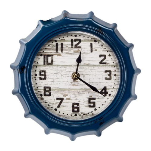 Настенные часы в форме крышки от бутылки синие 22х4х22 см