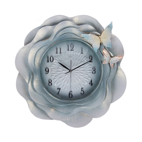 Часы настенные "голубые" Цветок с бабочками 56х56 см