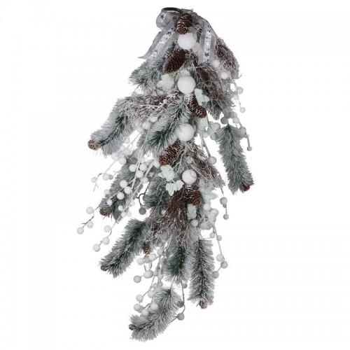 Новогоднее украшение Ветка еловая с шишками и снежками 100 см