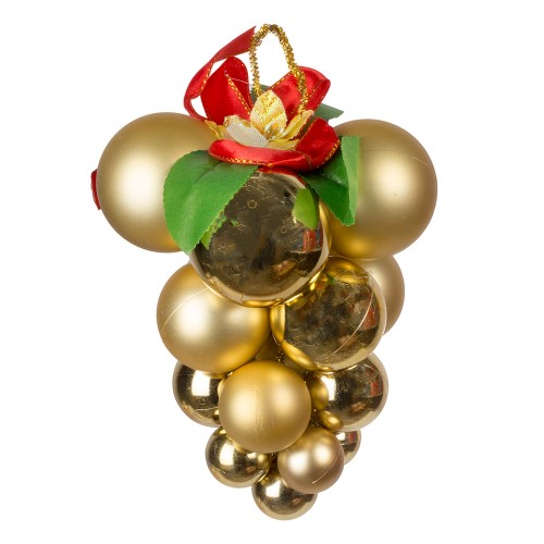 Новогоднее украшение  Гроздь из шаров 10х16 см золотая