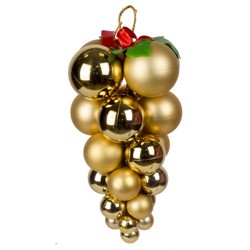Новогоднее украшение  Гроздь из шаров 16х30 см золотая
