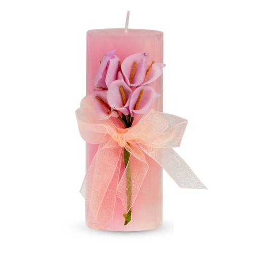 Свеча ароматизированная Букет каллов 13х5 см розовая