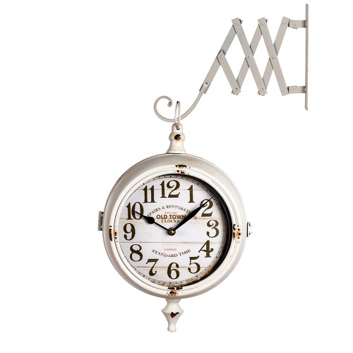 Часы на кронштейне двусторонние белые 50х13х50 см