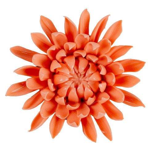 Цветок декоративный керамический головка Хризантемы оранжевый 9 см