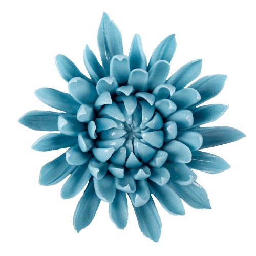 Цветок декоративный керамический головка Хризантемы голубой 9 см