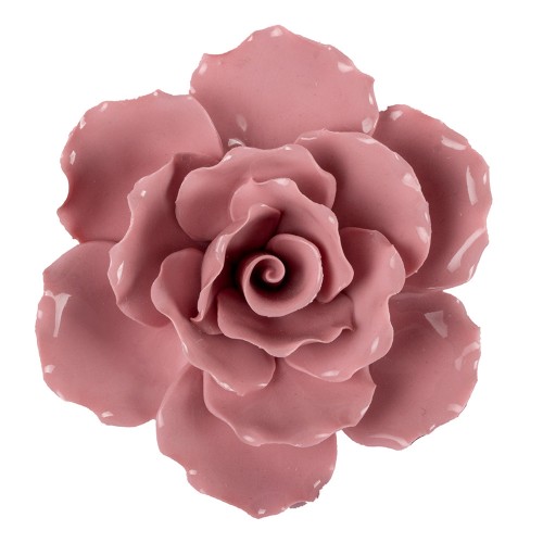 Цветок декоративный керамический  Головка Розы  розовая 11 см