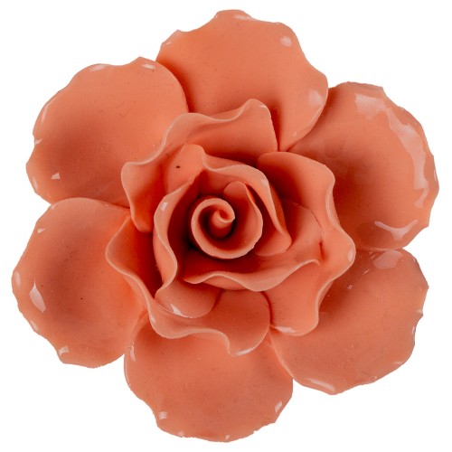 Цветок декоративный керамический  Головка Розы  оранжевая 11 см