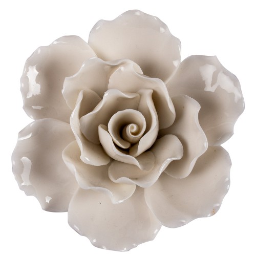 Цветок декоративный керамический  Головка Розы  белая 8 см