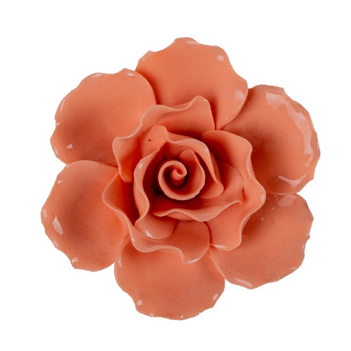 Цветок декоративный керамический  Головка Розы  оранжевая 8 см