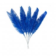 Новогоднее украшение Набор листьев папоротника синиго цвета 12 шт 44 см