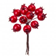 Новогоднее украшение Букет ягод шиповника 12 шт 10 см