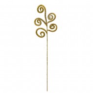 Новогоднее украшение Ветка золотая с завитками 68 см
