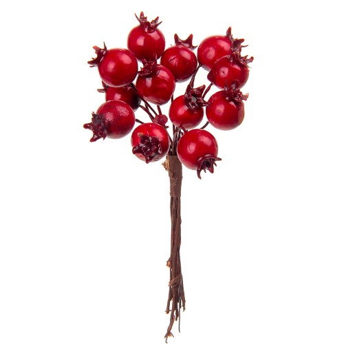 Новогоднее украшение Букет ягод шиповника 12 шт 9 см