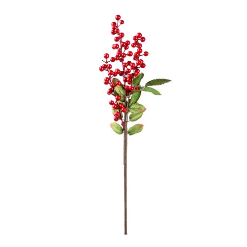 Ветка с ягодами искусственная 37 см (красного цвета)