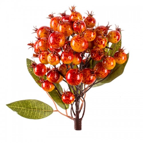 Гроздь боярышника с ягодами искусственная (оранжевого цвета) 20 см