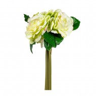 Букет из искусственных белых роз с зеленоватым оттенком 33 см