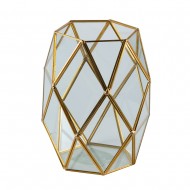 Интерьерное украшение Геометрический флорариум ваза 17х22  см (цвет золото)
