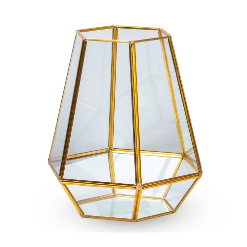 Интерьерное украшение  Геометрический флорариум ваза 13х15 см  (цвет золото)