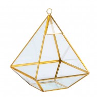 Интерьерное украшение  Геометрический флорариум пирамида 17х23 см  (цвет золото)