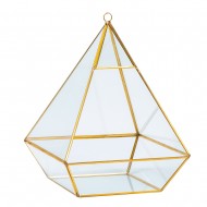Интерьерное украшение  Геометрический флорариум пирамида 20х29 см  (цвет золото)