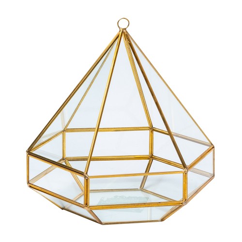 Интерьерное украшение  Геометрический флорариум пирамида 21х24 см  (цвет золото)