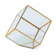 Интерьерное украшение  Геометрический флорариум куб 12x12х12  см  (цвет золото)