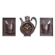 Часы настенные в форме чайника  + Панно 2 шт кружки (кофейного цвета)