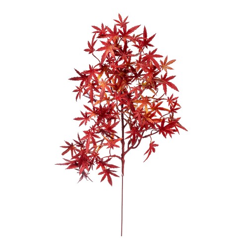 Искусственная ветка с листьями (цвет красный) 34 см