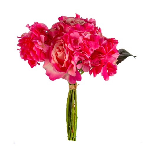 Букет Гортензии и роз  искусственный 9 шт 36 см