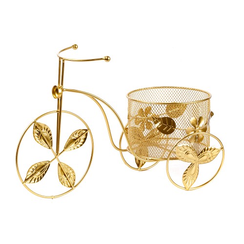 Подставка для цветов Велосипед золотого цвета  37х20 см