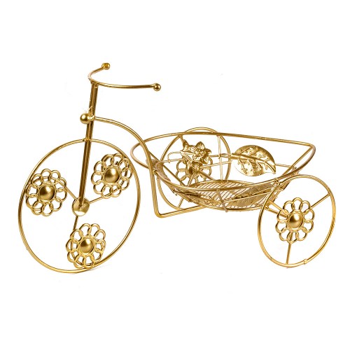 Подставка для цветов Велосипед золотого цвета  35х20 см